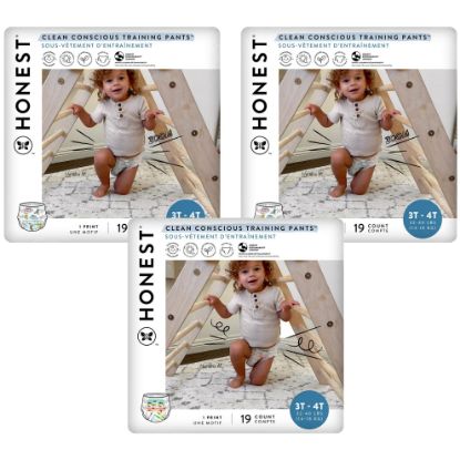 Picture of The Honest Company Clean Conscious Training Pants | Plant-Based, Sustainable Diapers | Let's Color + See Me Rollin' | Size 3T/4T (32-40 lbs), 57 Count