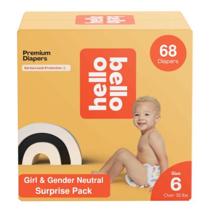 Picture of Hello Bello Premium Baby Diapers Size 6, 17 Count (Pack of 4) of Disposable, Extra-Absorbent, and Hypoallergenic Baby Diapers with Snug and Comfort Fit, Surprise Girl Patterns