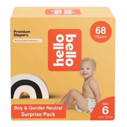 Picture of Hello Bello Premium Baby Diapers Size 6, 68 Count of Disposable, Extra-Absorbent, and Hypoallergenic Baby Diapers with Snug and Comfort Fit, Surprise Boy Patterns