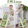 Picture of Primlect Potty Training Seat, 2-in-1 Toddler Toilet Seat with Step Stool, Ultra-Stable Potty Chair Attachment, Adjustable Seat and Step Ladder, Non-Slip Design, Splash Guard for Boys and Girls(Green)