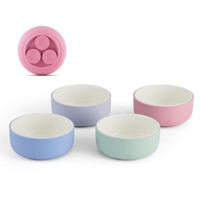 Picture of Elk and Friends Kids Porcelain Bowls with Silicone Suction Sleeve | Kids/Toddler/Baby Feeding | Microwave & Dishwasher Safe | Non slip | Cereal/Soup/Snack Dishes & Dinnerware
