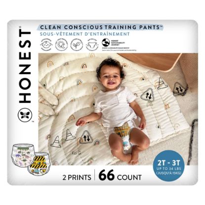 Picture of The Honest Company Clean Conscious Training Pants for Sensitive Skin | Hypoallergenic, Fragrance Free | Rompin' & Stompin' + Diggin' It | Size 2T/3T (up to 34 lbs), 66 Count