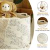 Picture of KAKAMAY Large Blanket Basket (20"x13"),Woven Baskets for storage Baby Laundry Hamper，Cotton Rope Blanket Basket for Living Room, Laundry, Nursery, Pillows, Off White with Blue & Brown Dotted Pattern