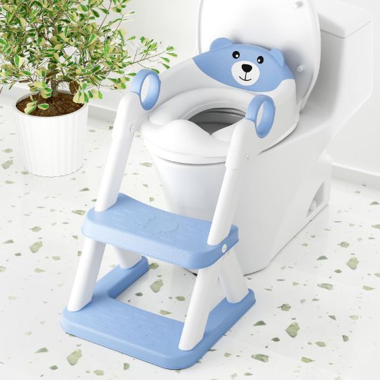Picture of COOSEYA Toilet Seat, Potty Training Seat for Toddler, Upgraded 2-in-1 Potty Toilet Training for Boys and Girls,Waterproof Cushioned Mat with Non-slip Step Stool