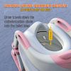 Picture of SKYROKU Potty Training Toilet, New Sector-Shape Stabilized Base two in one Toddler Toilet Seat with Splash Guard, Anti Slip Pad, and Step Stool Pink