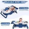 Picture of TPN Collapsible Baby Bathtub for Infants to Toddler with Real-time Temp Monitor+Floating Cushion,Foldable Baby Bath Tub Set Applicable 0-36 Month,Perfect Portable Travel Baby Tub for Newborns Boy