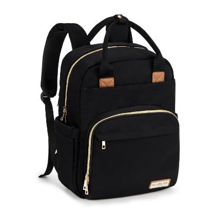 Picture of RUVALINO Diaper Bag Backpack-Multifunction Baby Travel Bag with Changing Pad, Insulated Bottle Holders & Pacifier Case, Large Capacity, Waterproof, Deep Black