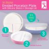 Picture of Elk and Friends Kids 6.7” Porcelain Divided Plates with Silicone Sleeves + Silicone Lids | Suitable for Babies/Kids/Toddlers | Microwave & Dishwasher Safe | Non Slip | Snack Dishes