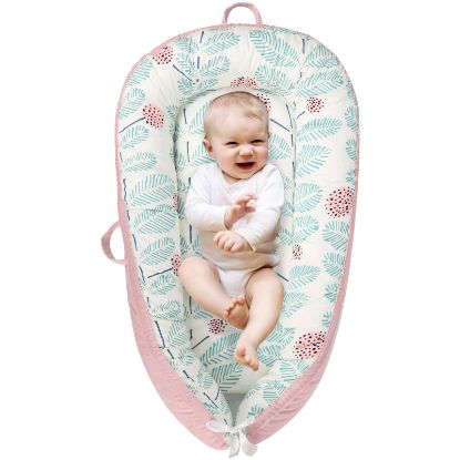 Picture of Baby Lounger Co Sleeping Bed for Baby Pink Newborn Lounger for Co Sleeping Toddler Portable Sleeping Crib Cotton Baby Lounger Bassinet for Traveling Infant Baby Essential Baby Registry Search