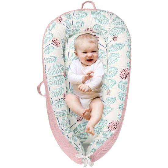 Picture of Baby Lounger Co Sleeping Bed for Baby Pink Newborn Lounger for Co Sleeping Toddler Portable Sleeping Crib Cotton Baby Lounger Bassinet for Traveling Infant Baby Essential Baby Registry Search