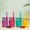 Picture of Elk and Friends Kids Cups |Toddler Cups with Silicone Lids | Silicone Straws | Glass Mason Jars 8 oz with Straws | Straw Lids | Leak Proof Regular Lids | Spill Proof Cups for Kids,
