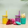 Picture of Elk and Friends Kids Cups |Toddler Cups with Silicone Lids | Silicone Straws | Glass Mason Jars 8 oz with Straws | Straw Lids | Leak Proof Regular Lids | Spill Proof Cups for Kids,