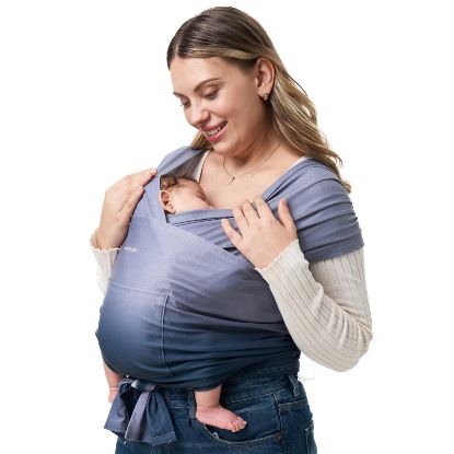 Picture of Momcozy Baby Wrap Carrier, Ergonomic Infant Slings for Newborn to Toddler 8-35 lbs, Adjustable Baby Wrap for Adult Fits Sizes XXS-XXL, Easy to Wear Baby Carriers, Gradient Blue