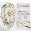 Picture of Baby Lounger for Newborn, Cosleeping Baby Bed, Adjustable Newborn Lounger Baby Sleeping Bed 100% Cotton & Fiberfill Portable Co Sleeping Crib Breathable Infant Floor Seat Baby Registry Search(Flower)