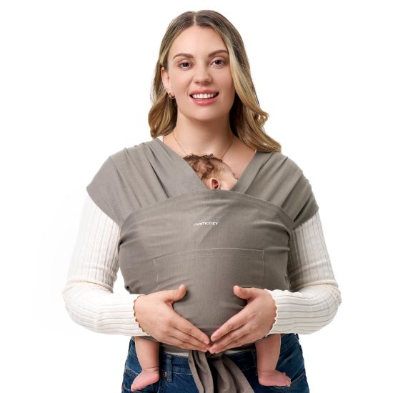 Picture of Momcozy Baby Wrap Carrier - Easy to Wear Infant Carrier Slings, Lightweight Hands Free Baby Sling, Adjustable Baby Carriers for Newborn to Toddler 8-35 lbs, Baby Wraps Carrier, Brown