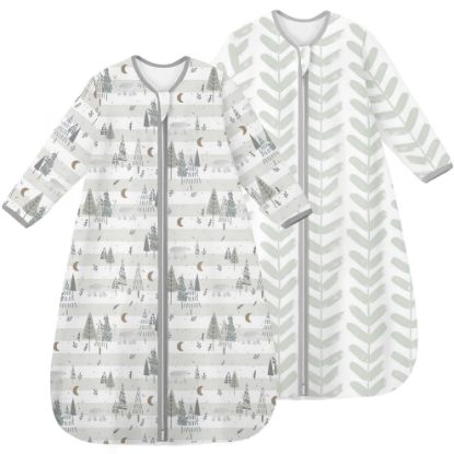 Picture of Yoofoss Baby Sleep Sack 6-12 Months Long Sleeve Wearable Blanket Baby 100% Cotton 2-Way Zipper 0.5 Tog Infants Sleeping Sack, Lightweight(Medium)
