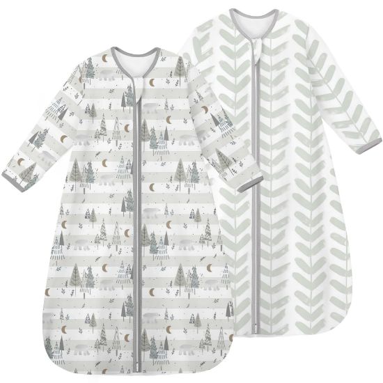 Picture of Yoofoss Baby Sleep Sack 6-12 Months Long Sleeve Wearable Blanket Baby 100% Cotton 2-Way Zipper 0.5 Tog Infants Sleeping Sack, Lightweight(Medium)