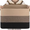 Picture of OIAHOMY 108L Large Cotton Rope Woven Rectangular Storage Basket - Handle, Organize Toys or Blankets - 25'x16'x16' - Yellow Black