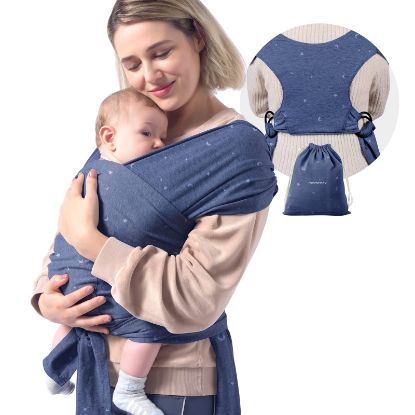 Picture of Momcozy Baby Wrap Carrier Slings, Infant Carrier Slings for Newborn up to 50 lbs, Baby Wrap Adjustable for Adult Fits Sizes XXS-XXL, Easy to Wear Baby Carriers, Ergonomic Front Facing/Back, Starry Sky