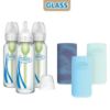 Picture of Dr. Brown's Natural Flow Anti-Colic Options+ Narrow Glass Baby Bottle, 8 oz/250 mL, with Silicone Bottle Sleeve, 3 Pack, Glow/Blue/Mint