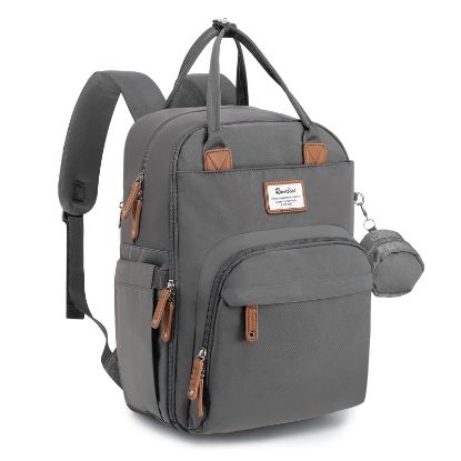 Picture of RUVALINO Diaper Bag Backpack, Multifunction Travel Back Pack Maternity Baby Changing Bags, Large Capacity, Waterproof and Stylish, Iron Gray