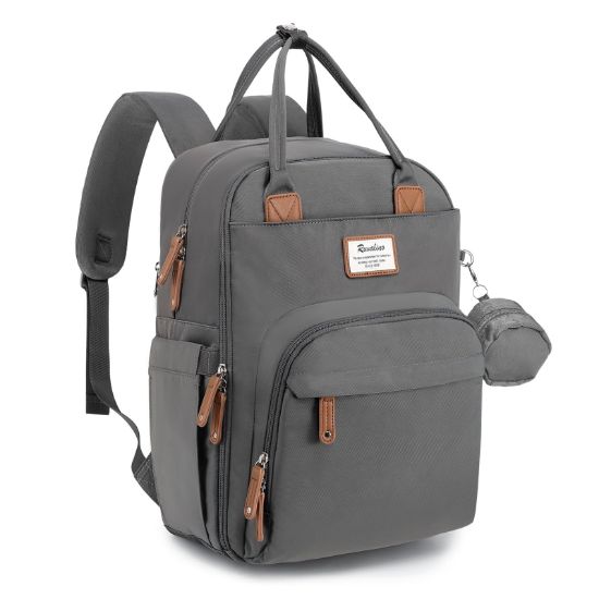 Picture of RUVALINO Diaper Bag Backpack, Multifunction Travel Back Pack Maternity Baby Changing Bags, Large Capacity, Waterproof and Stylish, Iron Gray