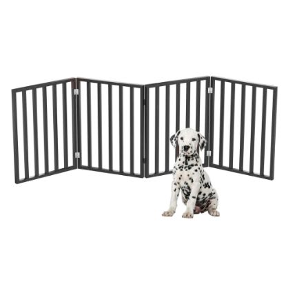 Picture of Indoor Pet Gate - 4-Panel Folding Dog Gate for Stairs or Doorways - 72x24-Inch Freestanding Pet Fence for Cats and Dogs by PETMAKER (Black)
