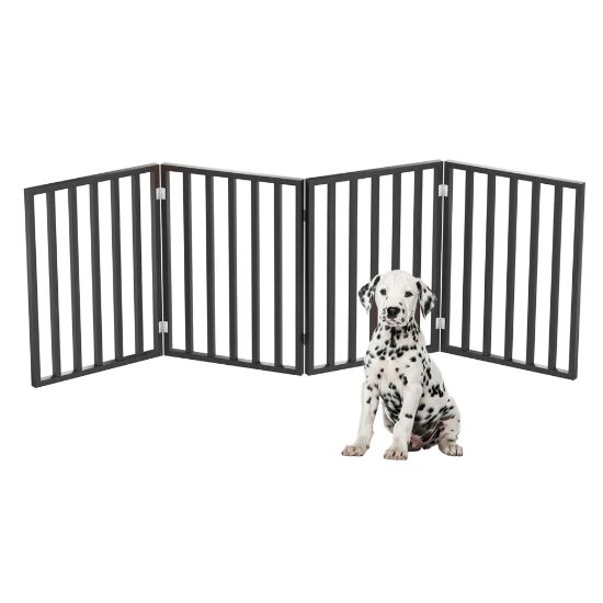 Picture of Indoor Pet Gate - 4-Panel Folding Dog Gate for Stairs or Doorways - 72x24-Inch Freestanding Pet Fence for Cats and Dogs by PETMAKER (Black)