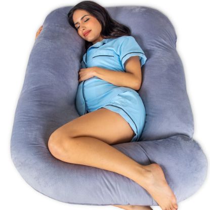 Picture of Pharmedoc Pregnancy Pillows, U-Shape Full Body Pillow -Removable Cover Jumbo Size - Grey - Pregnancy Pillows for Sleeping - Body Pillows for Adults, Maternity Pillow and Pregnancy Must Haves