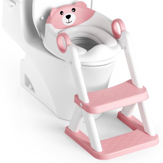 Picture of Rabb 1st Potty Training Seat, Upgrade Toddler Toilet Seat for Kids Boys Girls, 2 in 1 Potty Training Toilet, Splash Guard Anti-Slip Pad Step Stool