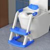 Picture of SKYROKU Potty Training Toilet, New Sector-Shape Stabilized Base two in one Toddler Toilet Seat with Splash Guard, Anti Slip Pad, and Step Stool Dark Blue