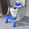 Picture of Potty Training Seat with Step Stool Ladder, SKYROKU Potty Training Toilet for Kids Boys Girls Toddlers - Comfortable Safe Potty Seat with Anti-Slip Pads Ladder Navy Blue