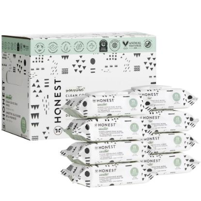 Picture of The Honest Company Clean Conscious Multi-Use Wipes | Hypoallergenic + Unscented for Sensitive Skin | Over 99% Water, Compostable, Plant Based, Baby Wipes | Pattern Play, 576 Count