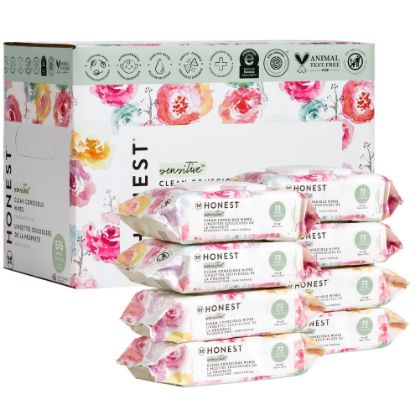 Picture of The Honest Company Clean Conscious Multi-Use Wipes | Hypoallergenic + Unscented for Sensitive Skin | Over 99% Water, Compostable, Plant Based, Baby Wipes | Rose Blossom, 576 Count