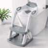 Picture of SKYROKU Potty Training Toilet, New Sector-Shape Stabilized Base two in one Toddler Toilet Seat with Splash Guard, Anti Slip Pad, and Step Stool Enamel Grey