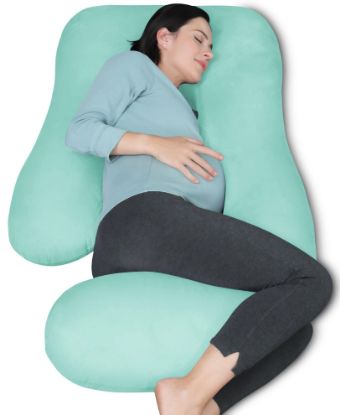 Picture of MOON PARK Pregnancy Pillows for Sleeping - U Shaped Full Body Maternity Pillow with Removable Cover - Support for Back, Legs, Belly, HIPS - 57 Inch Pregnancy Pillow for Women - Turquoise
