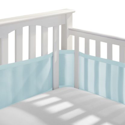 Picture of BreathableBaby Breathable Mesh Liner for Full-Size Cribs, Classic 3mm Mesh, Blue Green Aqua (Size 4FS Covers 3 or 4 Sides)