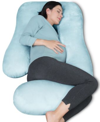 Picture of MOON PARK Pregnancy Pillows for Sleeping - U Shaped Full Body Maternity Pillow with Removable Cover - Support for Back, Legs, Belly, HIPS - 57 Inch Pregnancy Pillow for Women - Aqua