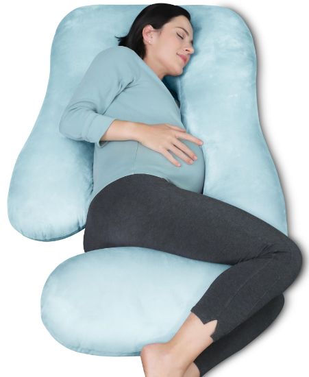 Picture of MOON PARK Pregnancy Pillows for Sleeping - U Shaped Full Body Maternity Pillow with Removable Cover - Support for Back, Legs, Belly, HIPS - 57 Inch Pregnancy Pillow for Women - Aqua
