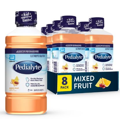 Picture of Pedialyte Electrolyte Drink, Hydration Drinks for Kids & Adults, Mixed Fruit, 1 Liter, Pack of 8