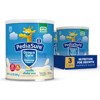 Picture of PediaSure Grow & Gain With Immune Support Shake Mix Powder, Kids Protein Shake, Vanilla, 14.1 oz Can, Pack of 3-24 Servings
