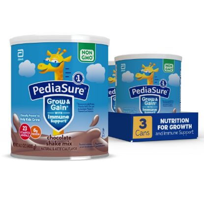 Picture of PediaSure Grow & Gain With Immune Support Shake Mix Powder, Kids Protein Shake, Chocolate, 14.1 oz Can, Pack of 3-24 Servings