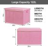 Picture of popoly 122L Large Toy Box Chest with Lid, Foldable Toy Storage Organizer Bin Boxes with Removable Divider for Kids, Boys, Girls, Nursery, Playroom, 26"x17" x17"(Linen Pink)