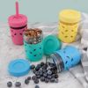 Picture of Elk and Friends Kids & Toddler Cups | The Original Glass Mason jars 8 oz with Silicone Sleeves & Silicone Straws with Stoppers | Smoothie Cups | Spill Proof Sippy Cups for Toddlers