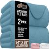 Picture of GORILLA GRIP Washable Toddler Mattress Incontinence Pads, Waterproof Bed Underpads, Absorbent Leak Proof, 34x36+19in Wings, 2 Pack Slip Resistant Pad Absorbs 8 Cups for Bedwetting Adults Kids, Blue