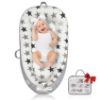 Picture of JOCUTE Baby Lounger for Newborn Cover - Newborn Lounger for 0-12 Months, Breathable & Portable Infant Lounger - Adjustable Cotton Soft Baby Floor Seat for Travel, Newborn Essentials- Star