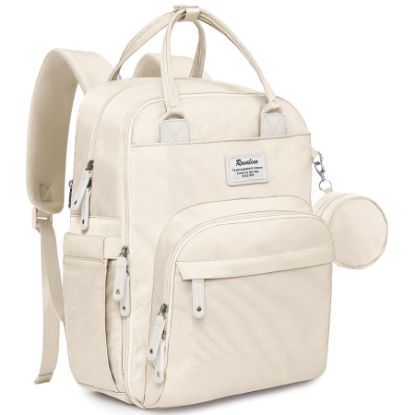Picture of RUVALINO Diaper Bag Backpack-Multifunction Baby Travel Bag with Changing pad, Insulated Bottle Holders & Pacifier Case, Large Capacity, Waterproof, Beige