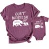 Picture of Our 1st Mother's Day Shirt, Mommy and Me Shirts, Matching First Mother's Day Outfits, Customizable with Names and Date, Baby Bodysuit and Mom Shirt Set, Mother's Day Gift Idea, Pack of 2