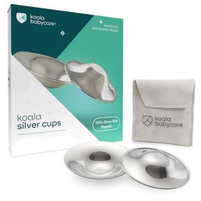 Picture of Koala Babycare The Original Nursing Cups 100% Silver - Nipple Shields for Nursing Newborn - Breastfeeding Essentials Protect and Soothe Cracked Nipples - Standard Size