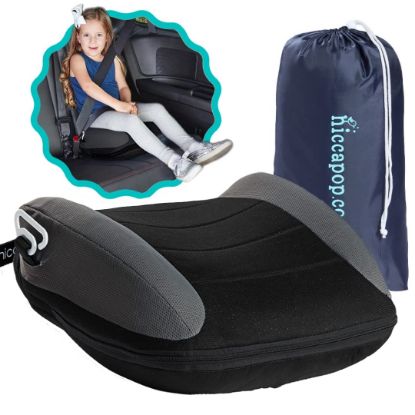 Picture of hiccapop UberBoost Inflatable Booster Car Seat | Blow up Narrow Backless Booster Car Seat for Travel | Portable Booster Seat for Toddlers, Kids, Child | Black/Gray